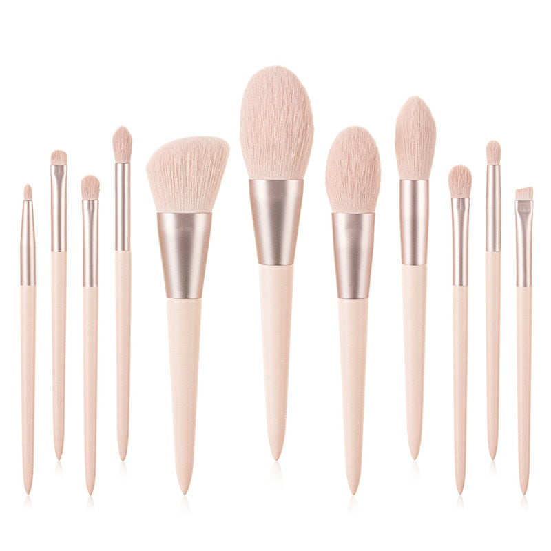 11Pcs Pink Makeup Brush Set